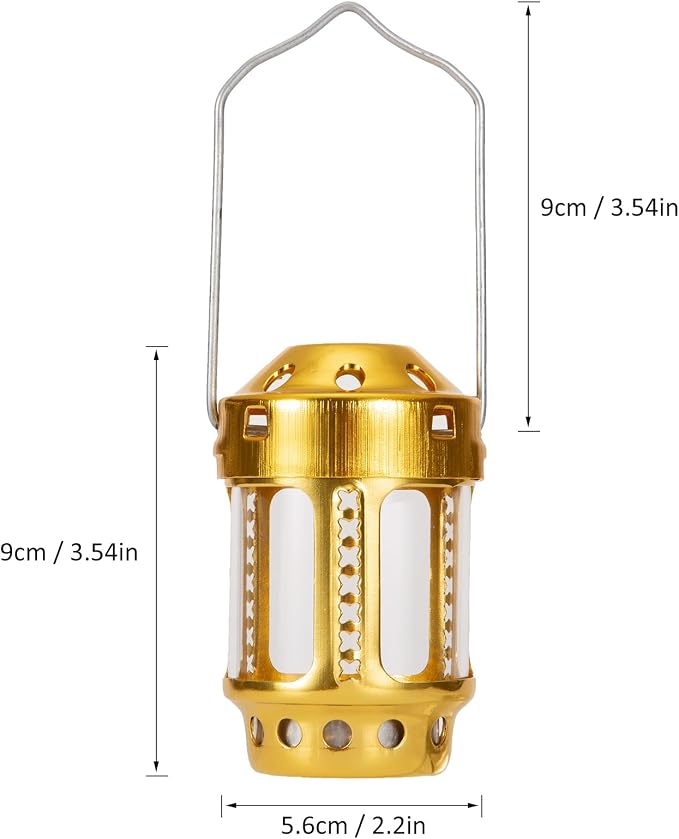 Candle Lantern Night, Portable Candle Lantern Night Fishing Hanging Outdoor Camping Aluminium Alloy Candle Lamp (Gold)