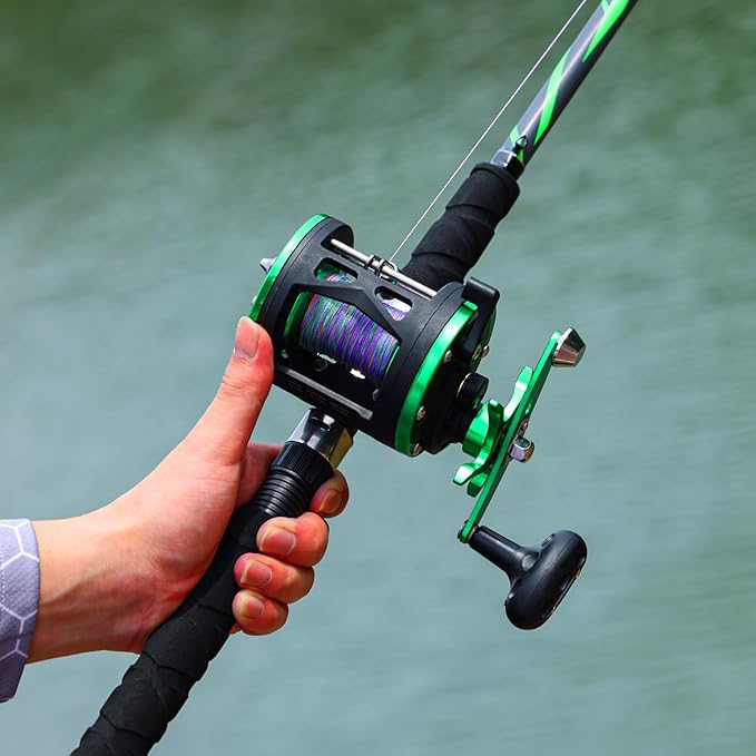Sougayilang Progressive Glass Fishing Pole Conventional Reel Combo Medium Heavy for Catfish Salmon and Steelhead-7'0"