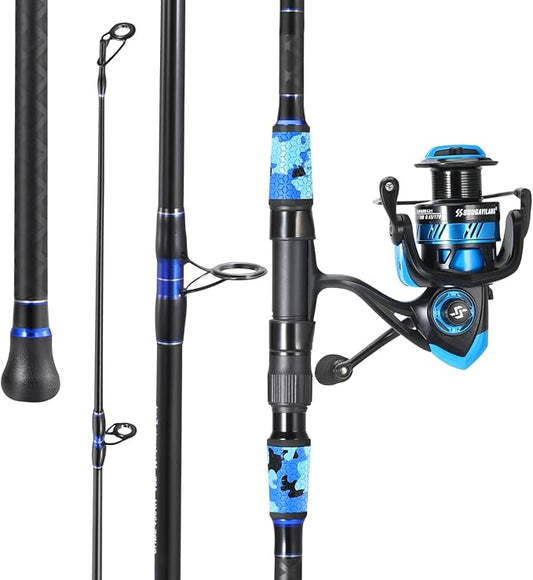 Sougayilang Surf Fishing Rod and Reel Combo, 4 Piece MH/H Saltwater Fishing Combo with 5000 Size Spinning Reel(12'/15')