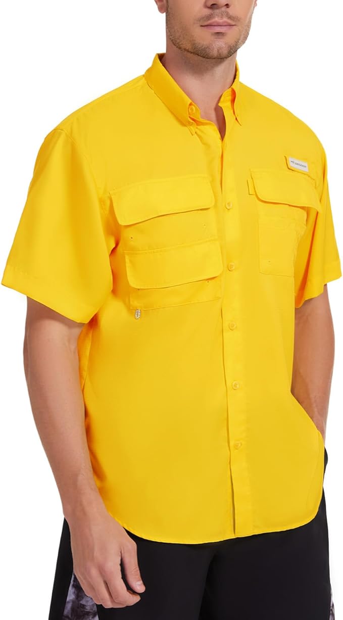 Bassdash UPF 50 Men’s Fishing Dress Shirt Button Down Woven Short Sleeve Outdoor