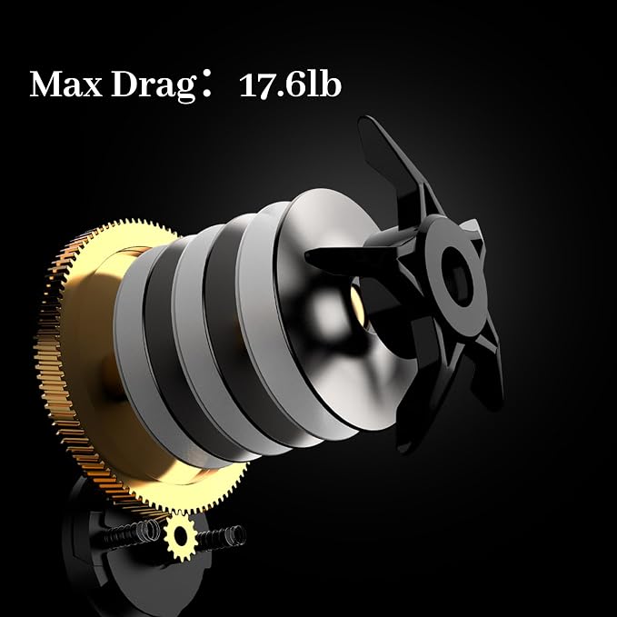 Baitcaster Reel, Fishing Reel, Magnet Braking System, 17.6 LB Max Drag, 7.2:1 and 6.3:1 Gear Ratio