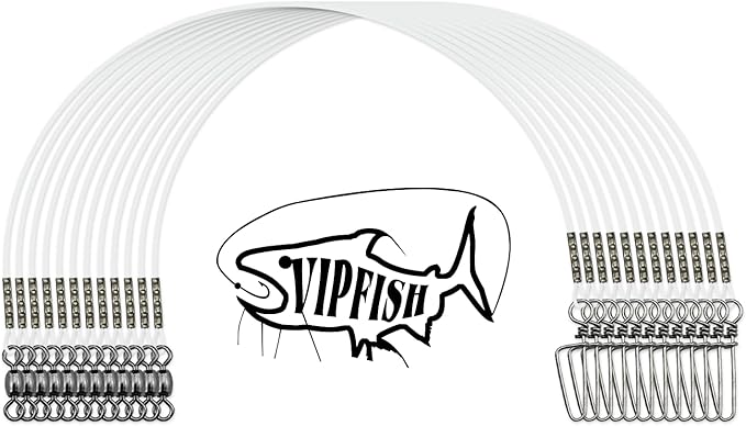 Fishing Fluorocarbon Leader with Crane Swivel and Snaps - Heavy Duty 20-80lb Fluorocarbon Leader Connects Lures, Bait, or Hooks for Saltwater & Freshwater Fishing