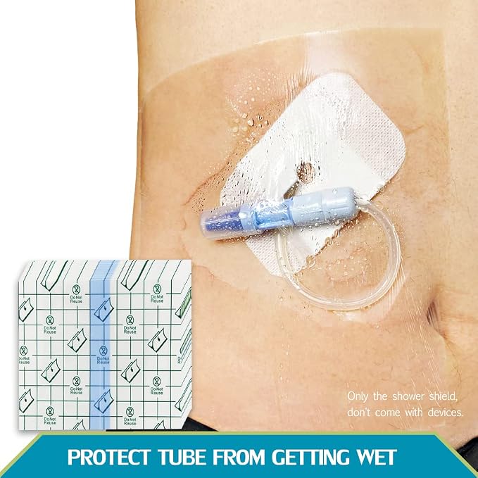 Shower Protector Dialysis Catheter Shower Cover Large Coverage Shower Shields for Peritoneal Dialysis Port Accessories PD Chest Catheter PICC Line Feeding Tube Waterproof Bandage 8"x8"(Pack of 25)