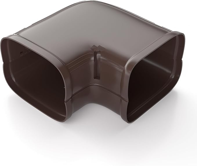 Brown Flat Elbow, Flexible Level Bend Cover Line Set Cover Kit Accessories for Ductless Air Conditioners and Heat Pumps, PVC Decorative Upgraded UV-Proof Strong& Durable (3" Fixed)