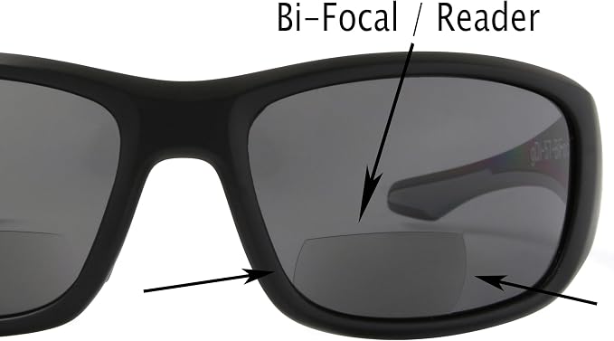 Fishoholic Polarized Bi-Focal Fishing Sunglasses with Reader Magnification (1.5x, 2.0x, 2.5x Options) and UV400 Protection