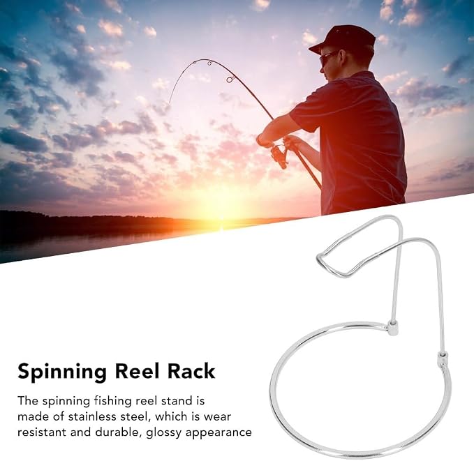 Stainless Steel Fishing Reel Rack - Portable Rod Holder Stand for Display & Storage Reel Bracket, 16.5x14.5x3cm(Silver)