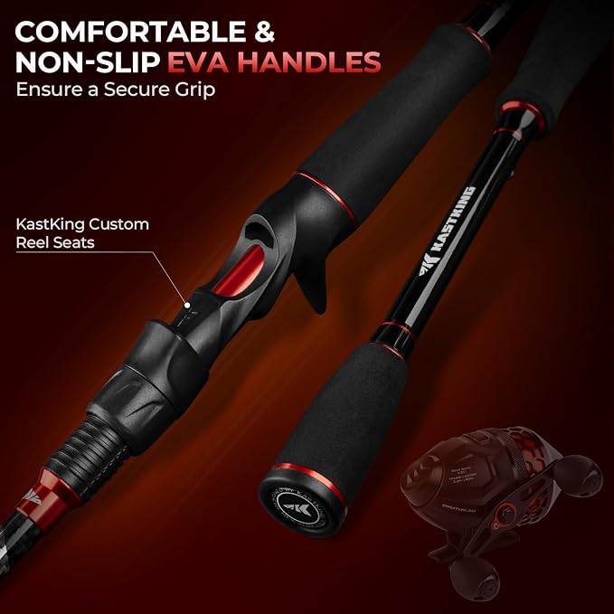 KastKing Brutus Twin-Tip Fishing Rod and Reel Combo, Baitcaster, Spinning & Spincast Combos, IM6 Graphite 2-Piece Rod with Backup Tip Section, EVA Handle, Durable & Sensitive, Freshwater Fishing