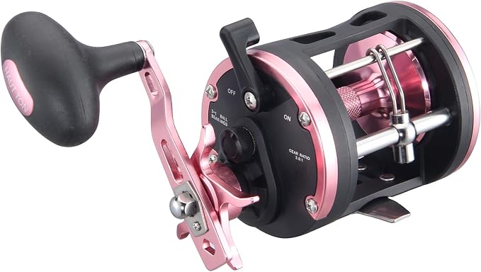 HAUT TON Vortex Baitcasting Fishing Reels, Saltwater Inshore Surf Trolling Reel, Round Baitcaster Reel Up to 44LBS Powerful Max Drag, Conventional Reel for Catfish, Musky, Salmon