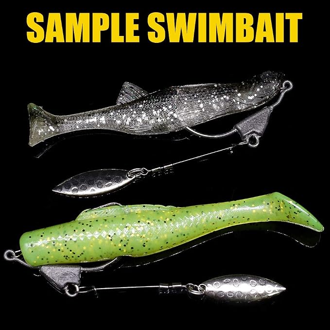 Underspin-Jig-Heads-Swimbait-Hooks-with-Spinner Blades Weighted Fishing Hooks 6 Pack