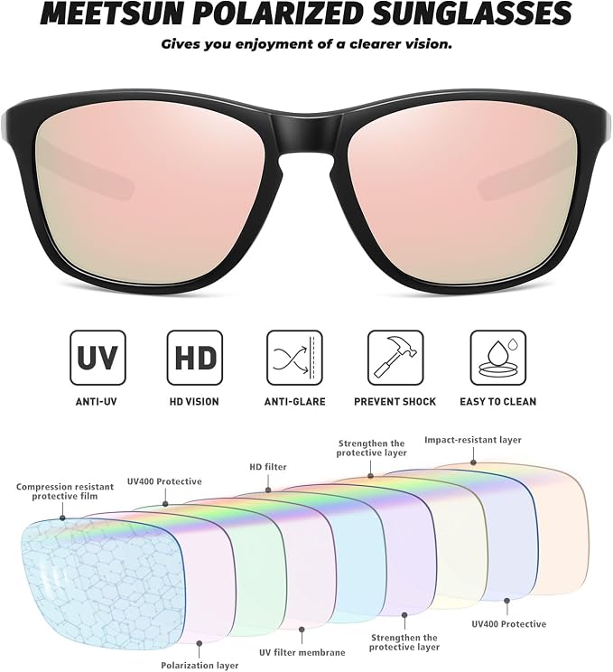 MEETSUN Polarized Sports Sunglasses for Women Men Driving Running Cycling Fishing Sun Glasses UV400 Protection