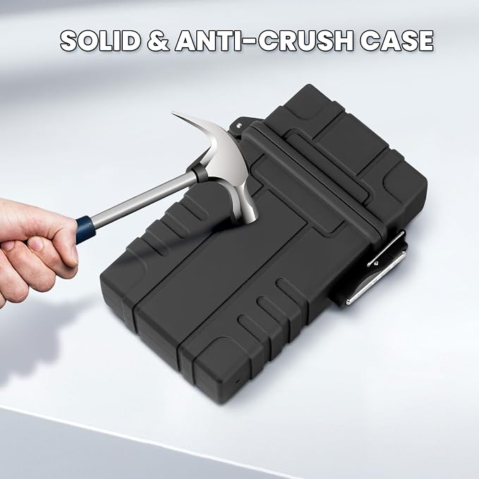 Waterproof Case with USB Rechargeable Electric Lighter, Airtight Holder Case for Whole Package 20pcs 84mm Size, Match Seal Storage Dry Box, EDC Survival Container for Fishing Kit, Camping