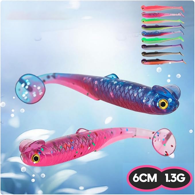 20PCS-Soft Plastic baits bass Lures Fishing, Soft Plastic Walleye Fishing Lures, Paddle Tail Swimbaits for Bass Fishing, Fishing Bait for Freshwater Saltwater Gifts (2.4IN/1.3g)