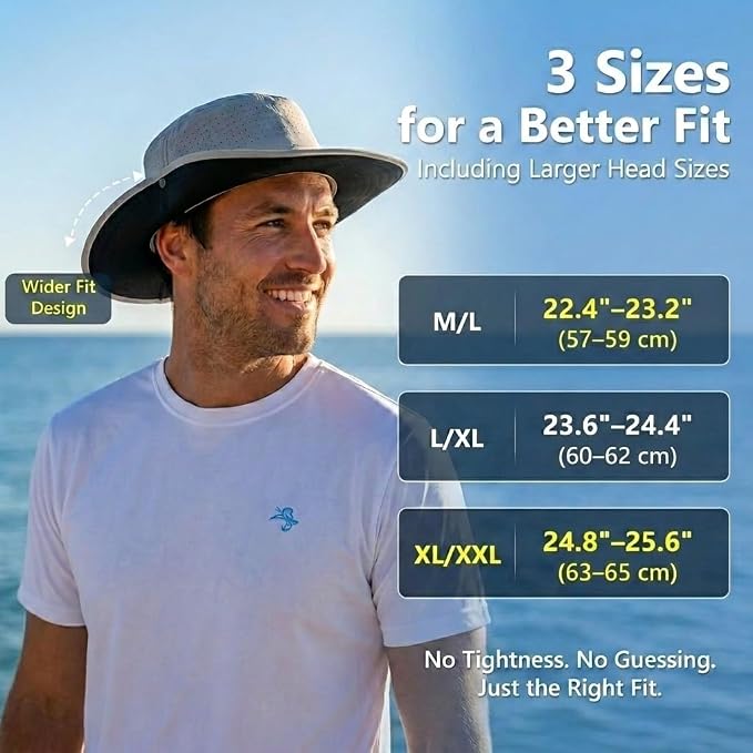 TOP-EX UVCoolix™ Cooling Sun Hat for Men Women, UPF 50+ Wide Brim Safari Hat, 360° Breathable Boonie Hats for Hiking, XL/XXL