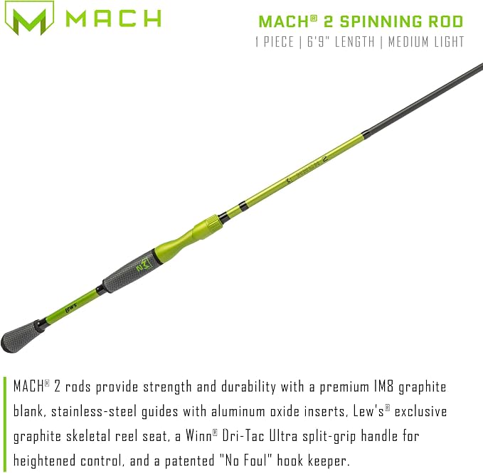 Lew’s MACH Jacked Baitcast Reel and Fishing Rod Combo, HM50 Graphite Rod, Tanso Tech Reel Frame and Sideplate, Carbon Fiber Drag System, 7.5:1 Gear Ratio