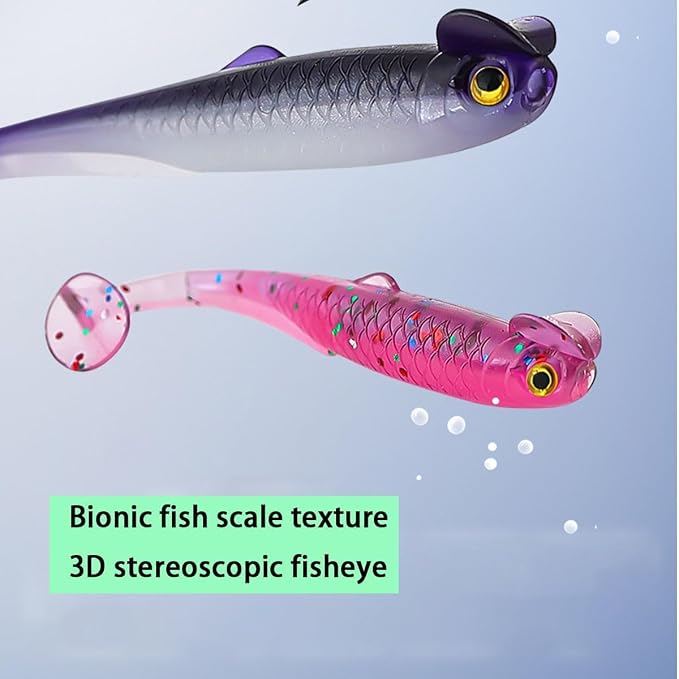 20PCS-Soft Plastic baits bass Lures Fishing, Soft Plastic Walleye Fishing Lures, Paddle Tail Swimbaits for Bass Fishing, Fishing Bait for Freshwater Saltwater Gifts (2.4IN/1.3g)