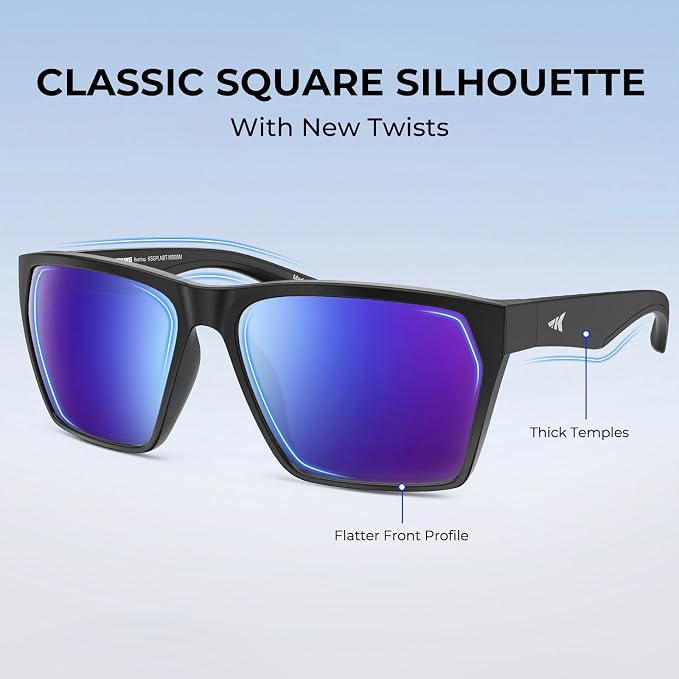 KastKing Beartrap Polarized Sports Fishing Sunglasses, With PuriVex Protective Lens Coating, Square Frame Design, Men Women
