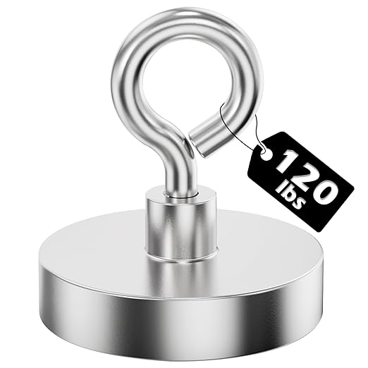 MUTUACTOR 2packs Neodymium Magnets Heavy Duty,120 lbs Pulling Force Fishing Magnet Rare Earth Magnet,Super Strong Round Magnet for Sweeping Picking Retrieving Metal Tools