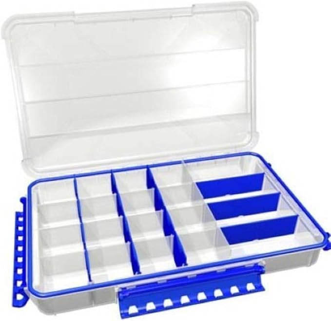 Flambeau Outdoors Waterproof Tuff Tainer - Fishing Lure, Tackle, and Gear Storage Box, Ultimate Tuff Tainer Tackle Box Includes Zerust Anti-Rust Tab - WP5000 Series 14" Divided Double Deep