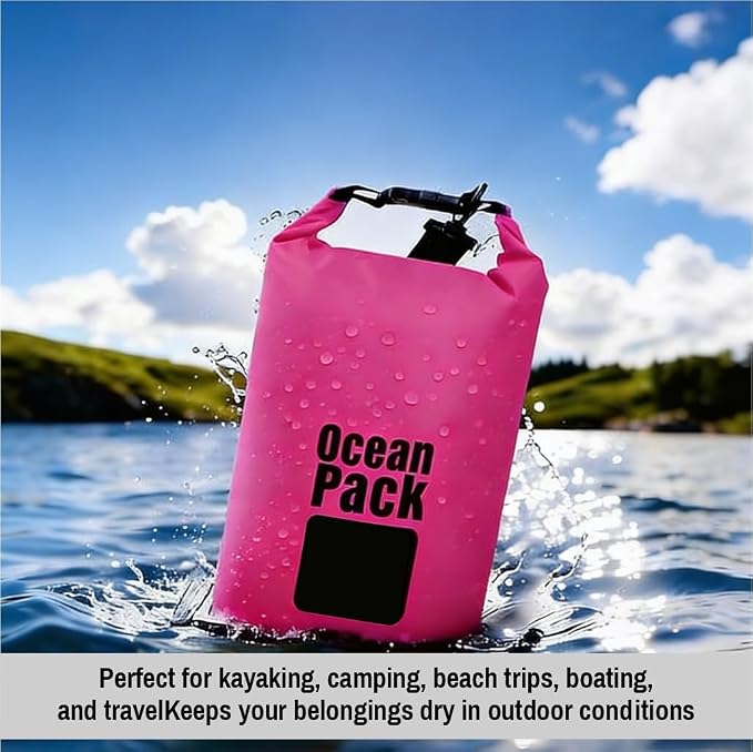 Waterproof Dry Bag Set of 3 (15L 20L 30L) - PVC Roll Top Dry Bags Waterproof - Backpack for Kayaking, Camping, Beach & Travel (Pink, light blue, gray)