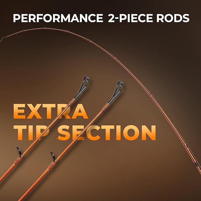 KastKing Lethal Blaze Twin-Tip Fishing Rods, IM6 Graphite Blanks Casting & Spinning Rods, 2-Piece Rod with Extra Tip, PTS Power Transition System, Ideal for Bass, Freshwater & Inshore Fishing