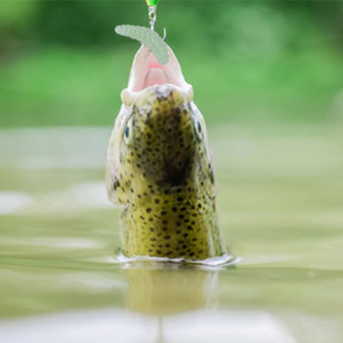 Fake Maggots Soft Worm Tipped Lure Wax Worms for Fishing or Pranks, Ice Fishing Lures Baits Perfect for Crappies Sunfish Catfish Bream Blue Gills Perch Trout Worms