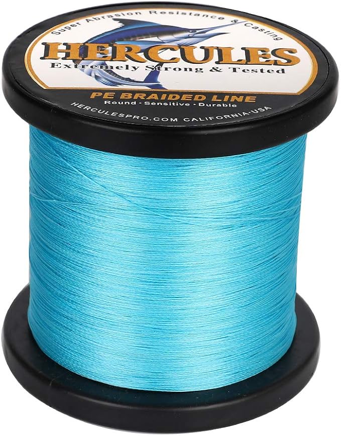 HERCULES Cost-Effective Super Cast 8 Strands Braided Fishing Line 10LB to 300LB Test for Salt-Water,109/328/547/1094 Yards(100M/300M/500M/1000M),Diam.#0.12MM-1.2MM,Hi-Grade Performance,Variety Colors