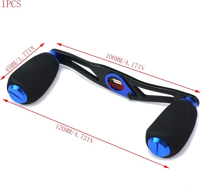 Fishing Reel Handle Fishing Baitcasting Reel Replacement Parts, with EVA Knob and Nut (Black+Blue)