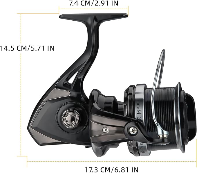 Big Game Surf Spinning Fishing Reel 8000/12000,20KG Drag Power Backlash-Free Bearings,Metal Reel Seat,Zinc Alloy Gear for Saltwater Inshore and Offshore Fishing