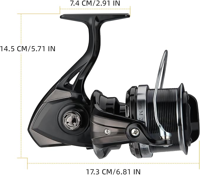 Big Game Surf Spinning Fishing Reel 8000/12000,20KG Drag Power Backlash-Free Bearings,Metal Reel Seat,Zinc Alloy Gear for Saltwater Inshore and Offshore Fishing