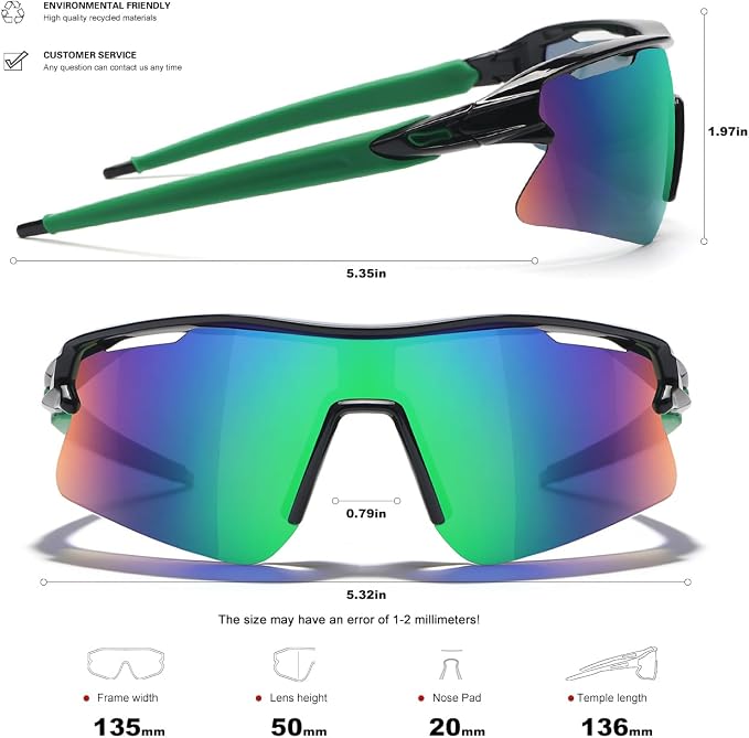 SEKKAF Polarized Sports Sunglasses for Men Women and Youth, UV400 Protection Ideal for Cycling Baseball Fishing Golf Running