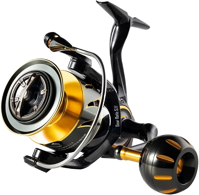 Rooblinos SW Long Shot Jigging Spinning Reel, Full Metal Body,Ultra Smooth,Powerful,Saltwater Big Fishing Reel 4000/6000/8000,9+1 BB, 66LB Max Drag, Lightweight, Inshore Offshore Surf Reel