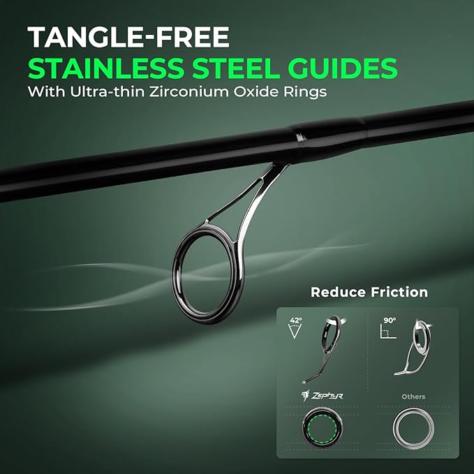 KastKing Zephyr Dual Tip Fishing Rod, Lightweight KastFlex IM6 Graphite Spinning & Casting Rod with Zirconium Oxide Ring Guides, Hook Keeper, EVA Grip, PTS Power Transition System