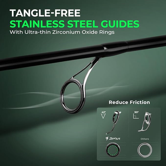 KastKing Zephyr Dual Tip Fishing Rod, Lightweight KastFlex IM6 Graphite Spinning & Casting Rod with Zirconium Oxide Ring Guides, Hook Keeper, EVA Grip, PTS Power Transition System