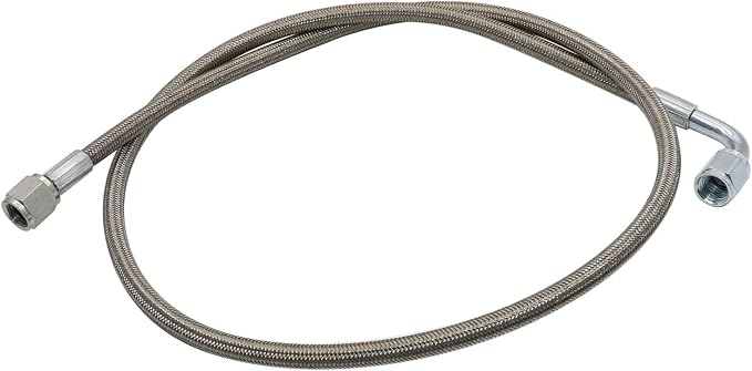 GXARTS 36" Billet Steel Braided Turbo Oil Feed Line Length 551871 4AN 90 Degree Straight Hose Straight PTFE line straight Hose End Pressure Stainless Remote Turbocharger