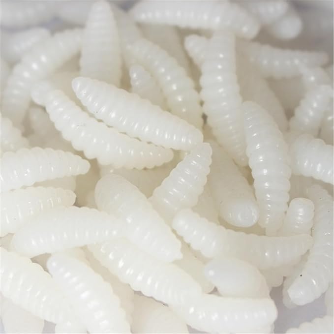 50Pcs Soft Fishing Lures Earthworms Baits Maggot Smell Lures Silicone Artificial Baits Fishing Tackle Accessories Flexible Silicone Soft Freshwater