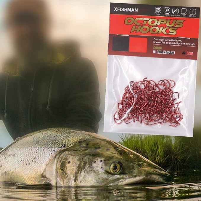 Octopus-Hook-Fishing-Beak-Circle-Hooks-Freshwater-Red-Black-100-50 Pack