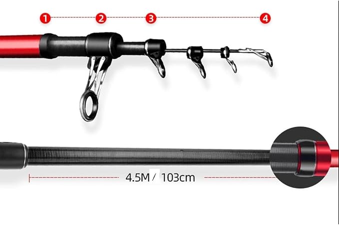Carbon Fiber Fishing Rod and Reel Combo Set, Sea Fishing Rod, Super Hard Long Shot Red Rod for Big Fish(4.2M)