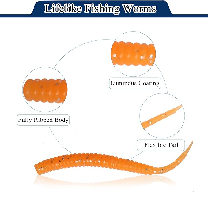 Dovesun Crappie Lures Kit Fishing Soft Plastic Lures Crappie Walleye Trout Bass Fishing Baits Fishing Grub Worms Minnow Paddle-Tail Split-Tail Grub Swimbaits 50-100Pcs with Tackle Box