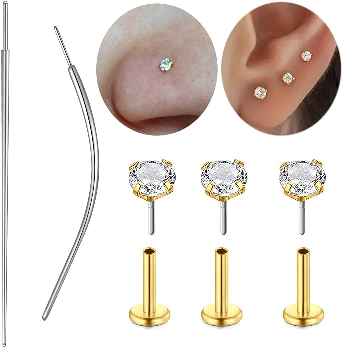 QWALIT Piercing Taper Threadless Insertion Tool - Titanium Labret Pin 16g, 18g, 20g