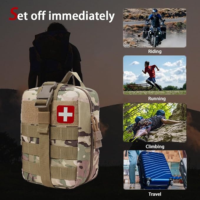 293Pcs/set - First Aid Kit Molle Pouches Emergency Survival Kit Suitable for Outdoor Activities, Home, School, Hiking, Car Travel and Camping - Quick Response First Aid Essentials (CP)