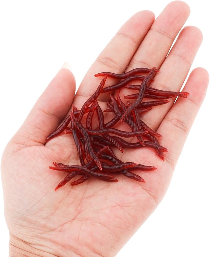150pcs Soft Fishing Lures Baits, Trout Worm Earthworm Bait Lifelike Fake Worm, Plastic Lifelike Fake Earthworm (1.57 inch)