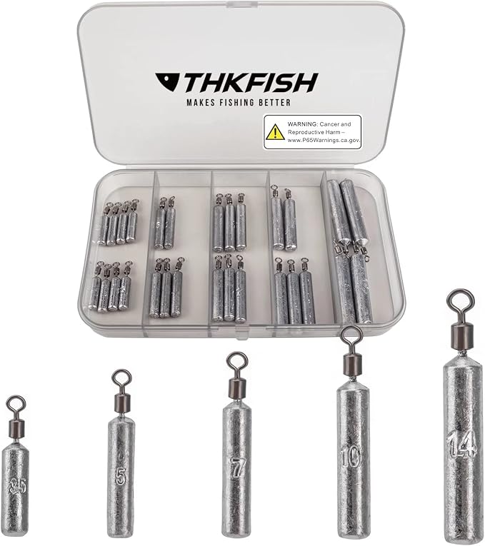 THKFISH Fishing Weights Sinkers Set, 60PCS Fishing Sinker Drop Shot Weights Kit,Drop Shot Rig Wacky Hooks for Saltwater Freshwater Bass Fishing