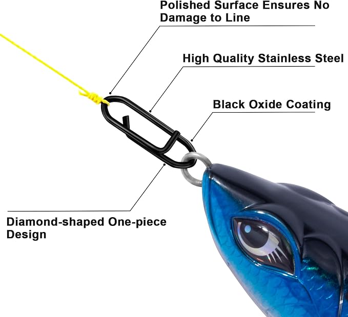 Alwonder 50-Pack Fishing Stealth Power Speed Clips, High Strength Stainless Steel Speed Clips for Fishing Lures Quick Change, Freshwater Saltwater Crankbait Popper Lures Quick Snap Connector