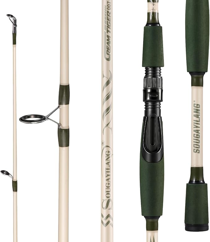 Sougayilang Fishing Rod 24-Ton Carbon&Glass Fiber Composite Spinning and Casting Rod, 2 Piece for Bass Trout Crappie Travel Fishing- 6'0"