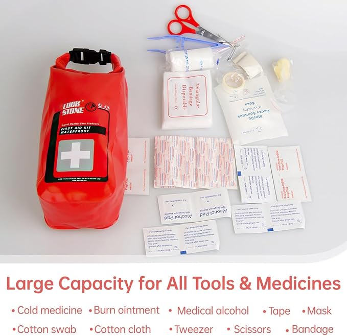 Emergency Kit Boating Waterproof with Top Roll Kit, Buckles Camping Beach Swimming Rafting Red Fishing Boating Kayaking