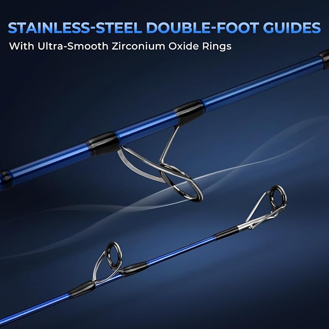 KastKing Kapstan Saltwater Spinning Rod, Boat & Surf Fishing Rod, Lightweight S-Curve Graphite Blanks, Stainless-Steel Double-Foot Guides, Aluminum/Graphite Locking Reel Seat, 2-Piece PTS Rod