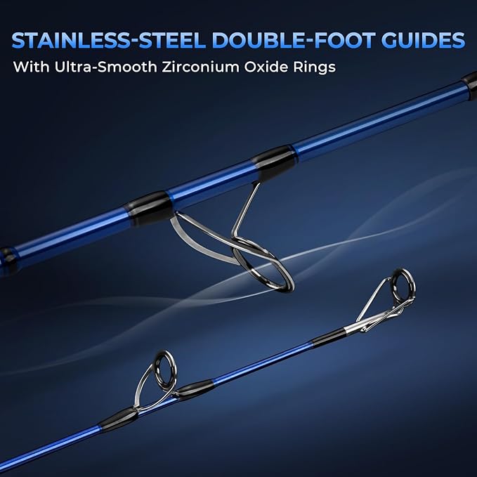 KastKing Kapstan Saltwater Spinning Rod, Boat & Surf Fishing Rod, Lightweight S-Curve Graphite Blanks, Stainless-Steel Double-Foot Guides, Aluminum/Graphite Locking Reel Seat, 2-Piece PTS Rod