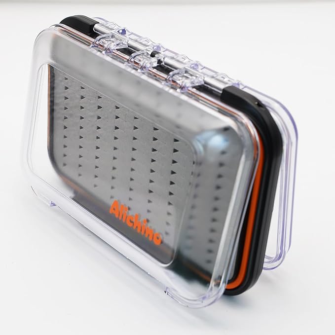 ALICHINO Fly Box for Fly Files Ice Jig Box Two Sided Waterproof Fly Fishing Box for Nymphs and Streamers (Grey Foam Insert, XM 6.2 * 4 * 1.6 Inch)