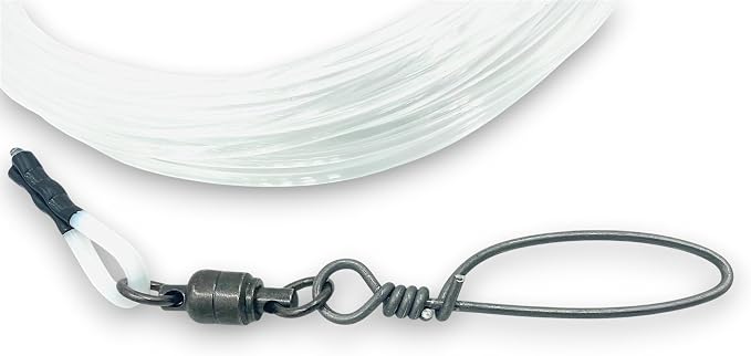 Wahoo Shock Leader for High Speed Trolling. 250-400lb Test Available, with Ball Bearing snap Swivel.