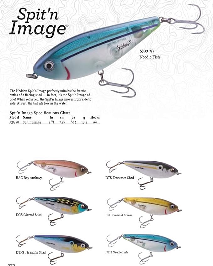 Heddon Spit'N Image Fleeing Shad Crankbait Fishing Lure, 3 1/4 Inch, 7/16 Ounce